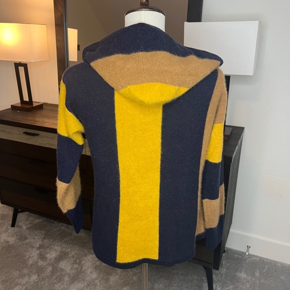 Elder Statesman Sin Baja Blue & Yellow Striped Cashmere Sweater - Picture 3 of 3